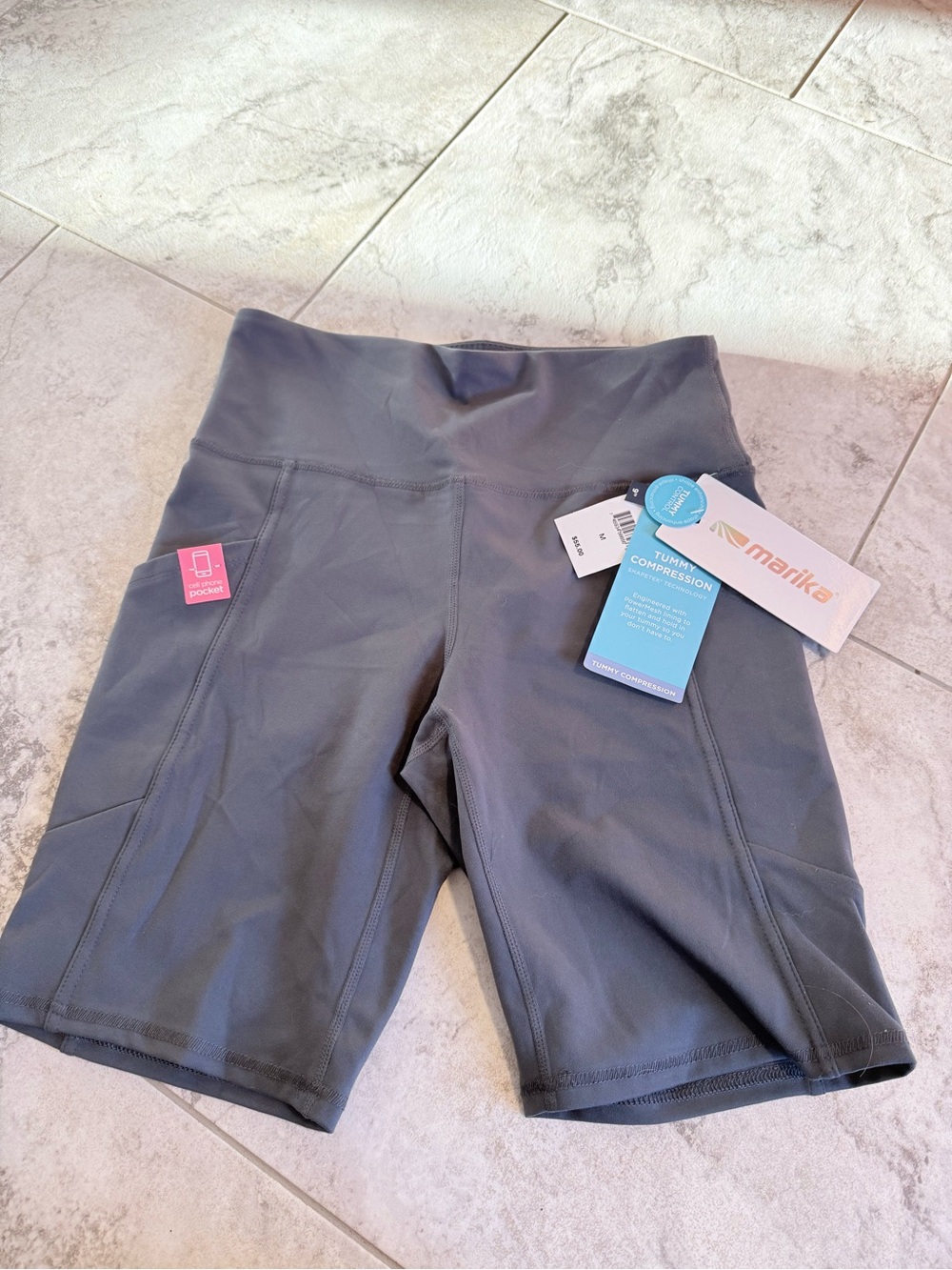 Marika Gray High-Waist Compression Bike Shorts with Side Pocket